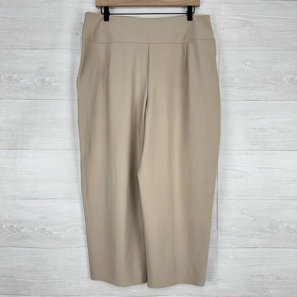 Athleta Stellar Wide Leg Crop Pant Women 14 Abalone Grey Beige Stretch Wide Leg - Picture 6 of 16